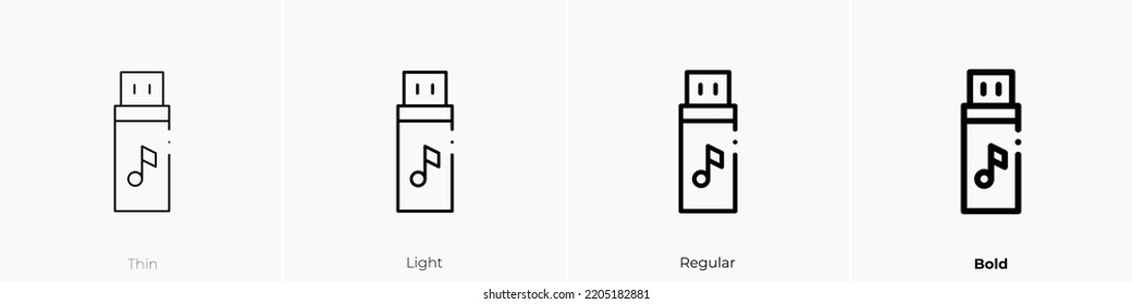 usb icon. Thin, Light Regular And Bold style design isolated on white background