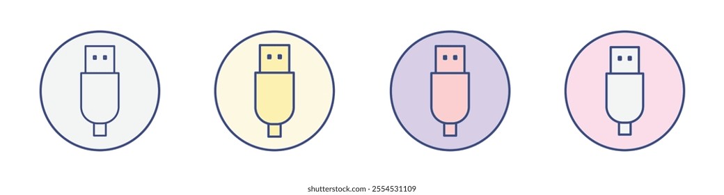 USB icon Thin line flat illustration