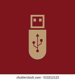 The usb icon. Transfer and connection, data, usb symbol. UI. Web. Logo. Sign. Flat design. App. Stock vector