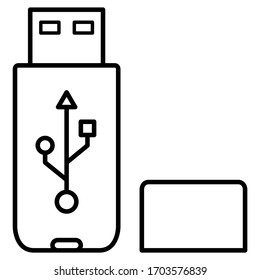 USB icon in trendy outline style design. Flat vector illustration isolated on white background. 