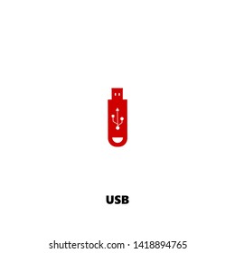 usb icon. usb vector design. sign design. red color
