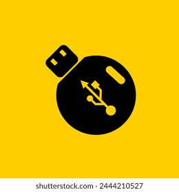 The USB icon vector design with a yellow background has been re-edited and used as a complement to the icon and logo of a company or design symbol.