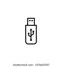 USB icon vector. Flash Drive icon symbol isolated on white background.