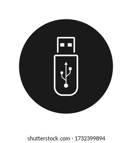 USB icon vector. Flash Drive icon symbol isolated on white background.