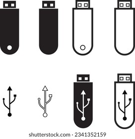 Vector de icono USB. Símbolo de icono de Flash Drive aislado en fondo blanco
información, ilustración, pc, tecnología, almacenamiento, digital, conexión, vector,