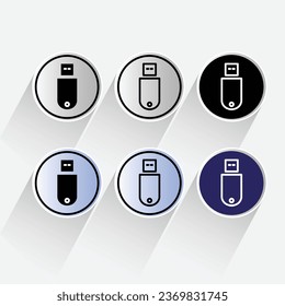 Vector de icono USB. Símbolo de icono de Flash Drive. Línea con trazo editable