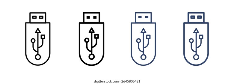Vetor de ícone USB. Flash Drive, símbolo de conjunto de ícones de disco isolado no fundo branco.