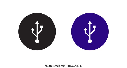 USB Icon Vector in Flat Style. Universal Serial Bus Symbol Illustration