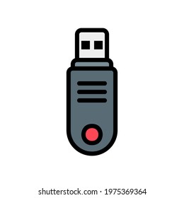 Usb icon vector illustration in filled line style about multimedia for any projects, use for website mobile app presentation