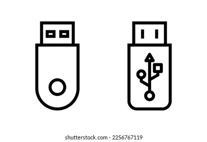 Usb Symbol, Vektorgrafik. Flash-Disk-Zeichen und -Symbol. Schild mit Flash-Laufwerk.