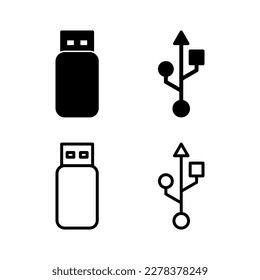 Usb Symbol, Vektorgrafik. Flash-Disk-Zeichen und -Symbol. Schild mit Flash-Laufwerk.
