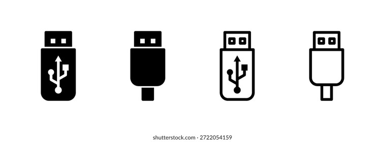 USB-Symbol, Vektorgrafik. Flash-Laufwerkszeichen und -symbol. Flash-Laufwerkszeichen.