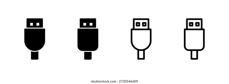 Ilustración vectorial de ícono USB. Signo y símbolo del disco flash. Signo de la unidad flash.