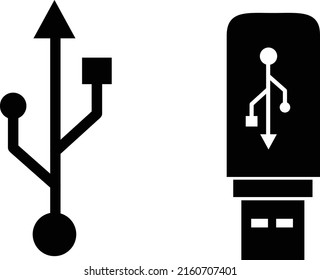 Ilustración vectorial de icono USB en fondo blanco...5.º escalada
