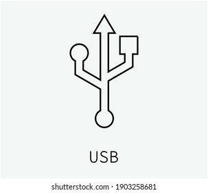 Usb icon vector. Linear style sign for mobile concept and web design. Usb symbol illustration. Pixel vector graphics - Vector