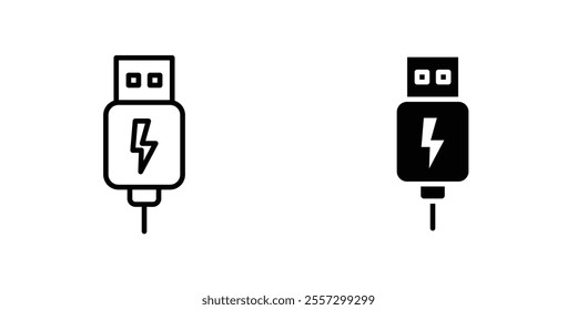 Usb Icon vector. liner and flat style icons set.