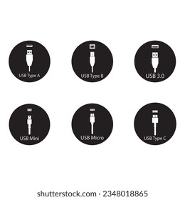 diseño del logotipo de la ilustración de la plantilla de vectores de iconos usb