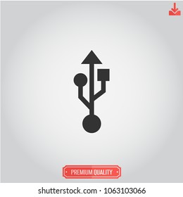 USB icon.Connector vector.Cable sign  isolated on grey background. Simple USB illustration for web and mobile platforms.