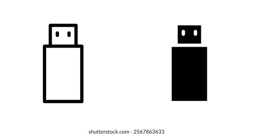 Usb icons collection in Filled flat and thin line style.
