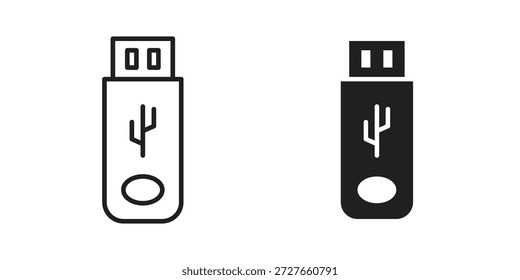 Coleção de ícones USB. Ícones finos lineares e planos pretos