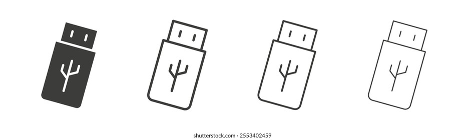 Usb icons collection. vector set in black color