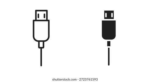 USB icons in filled, thin line, outline and strokes
