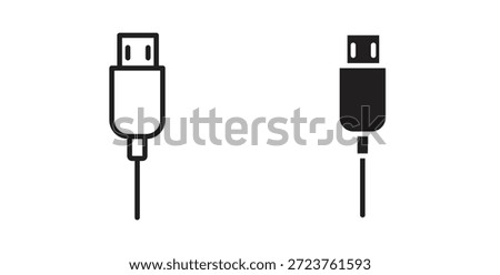 USB icons in filled, thin line, outline and strokes