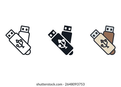 ícones usb isolados no fundo branco. Design de estilo plano
