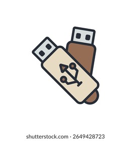 usb icons isolated on White Background. Flat style design
