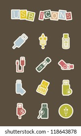usb icons over white background. vector illustration