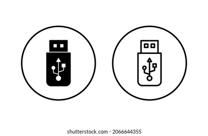 Usb icons set. Flash disk sign and symbol. flash drive sign.