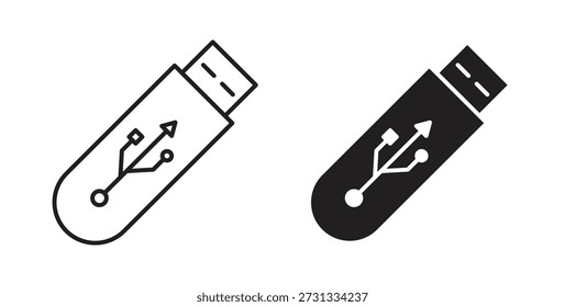 Conjunto de ícones USB. Ilustração de vetor de linha simples