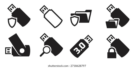Iconos del USB fijan la Ilustración vectorial