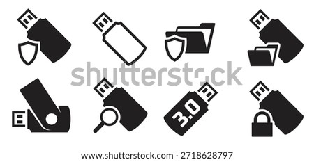 usb icons set vector illustration