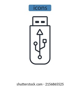 USB icons  symbol vector elements for infographic web