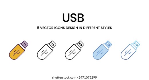 USB-Icons Vektorgrafik Set Stock Illustration.