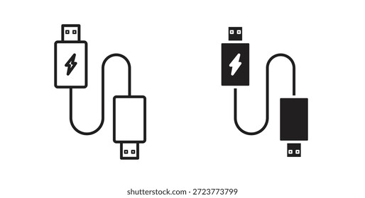 Ícones USB, símbolos vetoriais. sinal plano preenchido