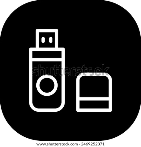 USB inspection icon with black filled line outline style. usb, plug, technology, cable, port, connection, connector. Vector Illustration