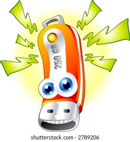 USB je flash stick mini hard disk Vector Cartoon