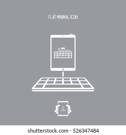 USB keyboard connected to tablet - Vector flat minimal icon
