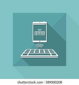 USB keyboard connected to tablet - Vector flat minimal icon