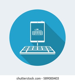 USB keyboard connected to tablet - Vector flat minimal icon