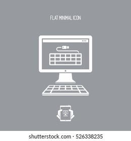 Usb keyboard and pc desktop - Vector flat minimal icon