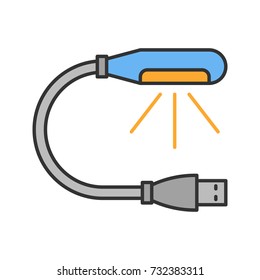 USB lamp color icon. Lamp for computer. Isolated vector illustration