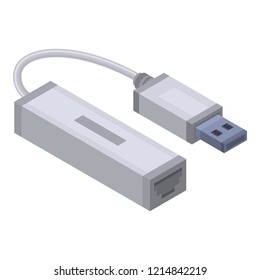 Usb to lan port icon. Isometric of usb to lan port vector icon for web design isolated on white background