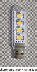 USB LED lamp to illuminate something. Lamp has four sourses of light. It is off.