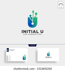 usb letter U connection communication creative logo template vector illustration