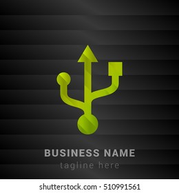 USB Lime Green and Black silk fashion premium icon / Logo