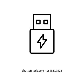 Icono de línea Usb. Símbolo vectorial en estilo plano y moderno sobre fondo blanco. Canto web para diseño.