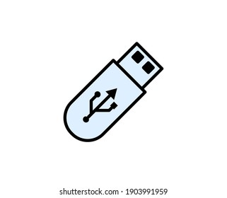USB-Zeilensymbol. Vektorsymbol im trendigen, flachen Stil auf weißem Hintergrund. Büro singt für Design.